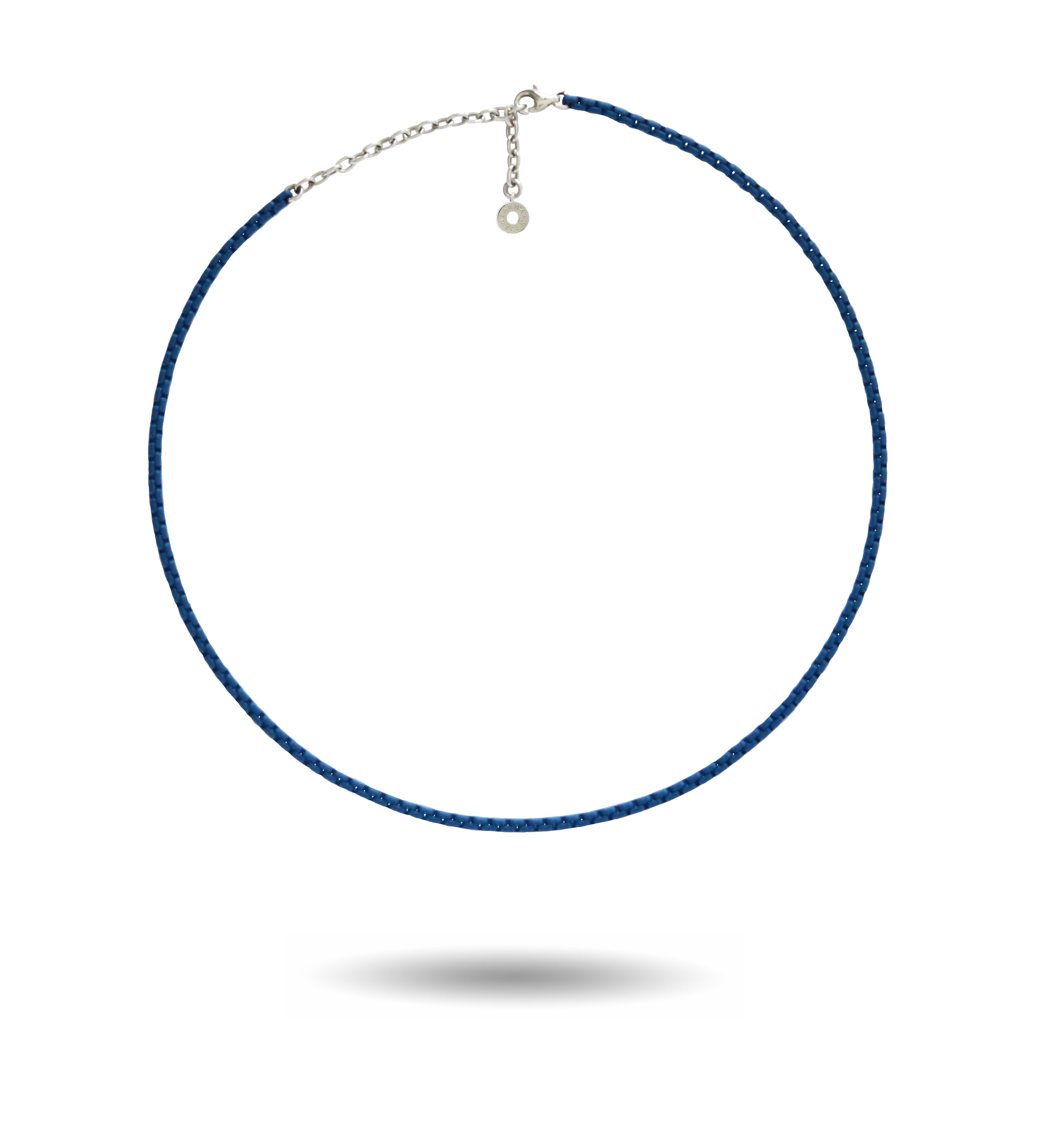 Navy Blue Enamelled Chain Necklace with 18K Gold Accessories (Fine)-READY