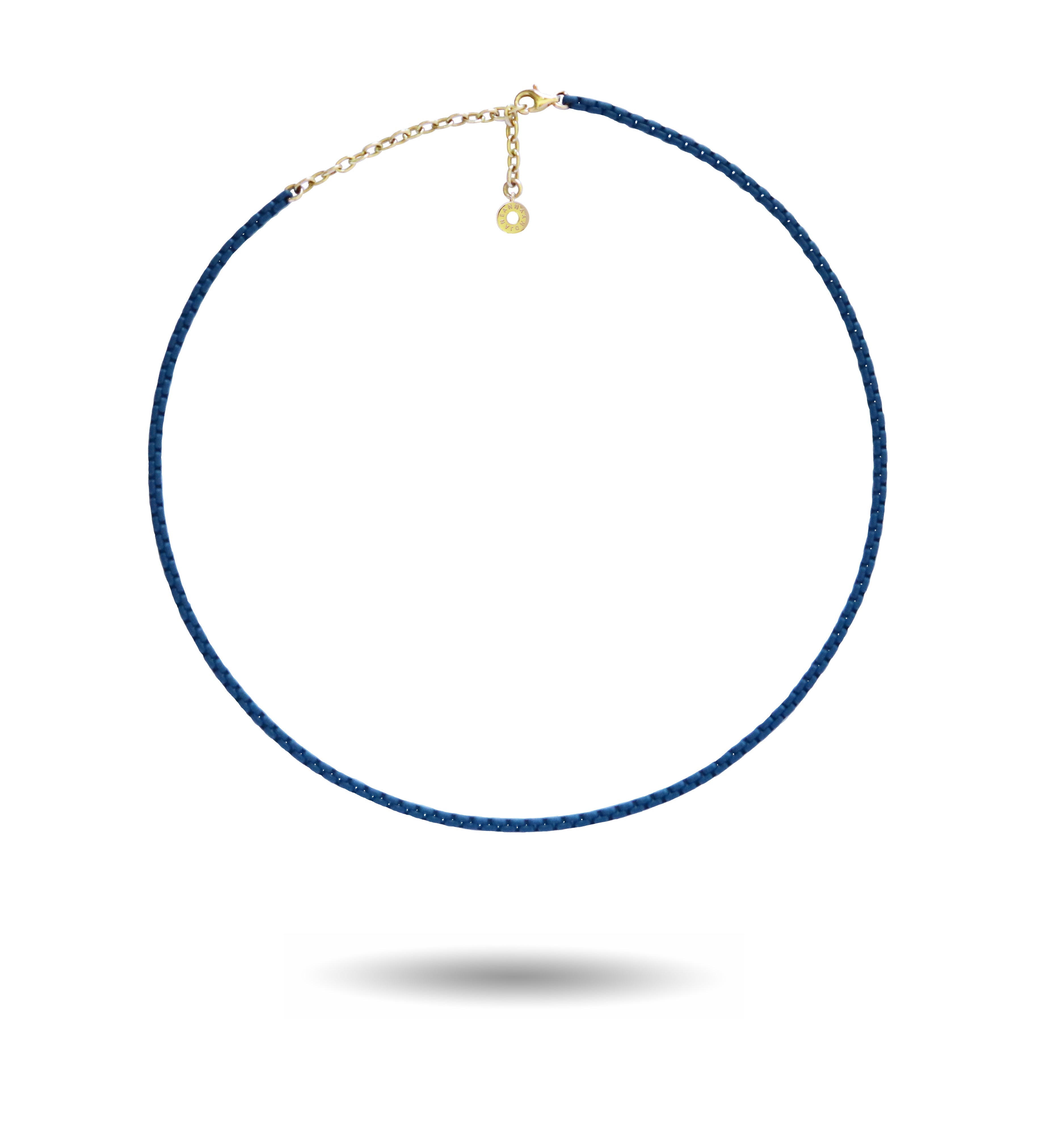 Navy Blue Enamelled Chain Necklace with 18K Gold Accessories (Fine)-READY