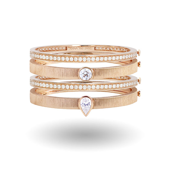 Bespoke GIA Solitaire Diamond Engraved Bangle in Rose Gold
