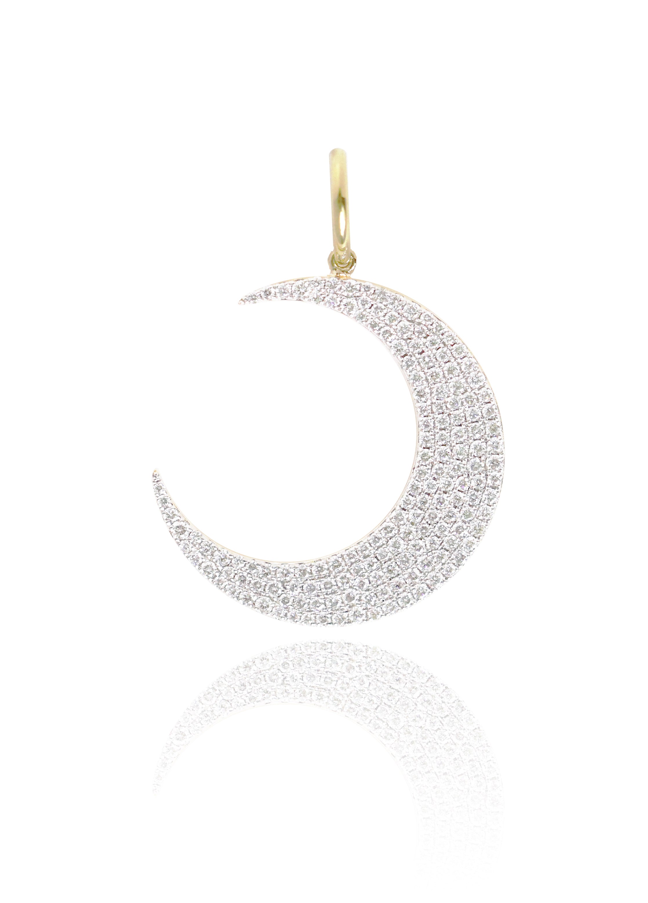 Medium Moon Charm in 18K Rose/White/Yellow Gold