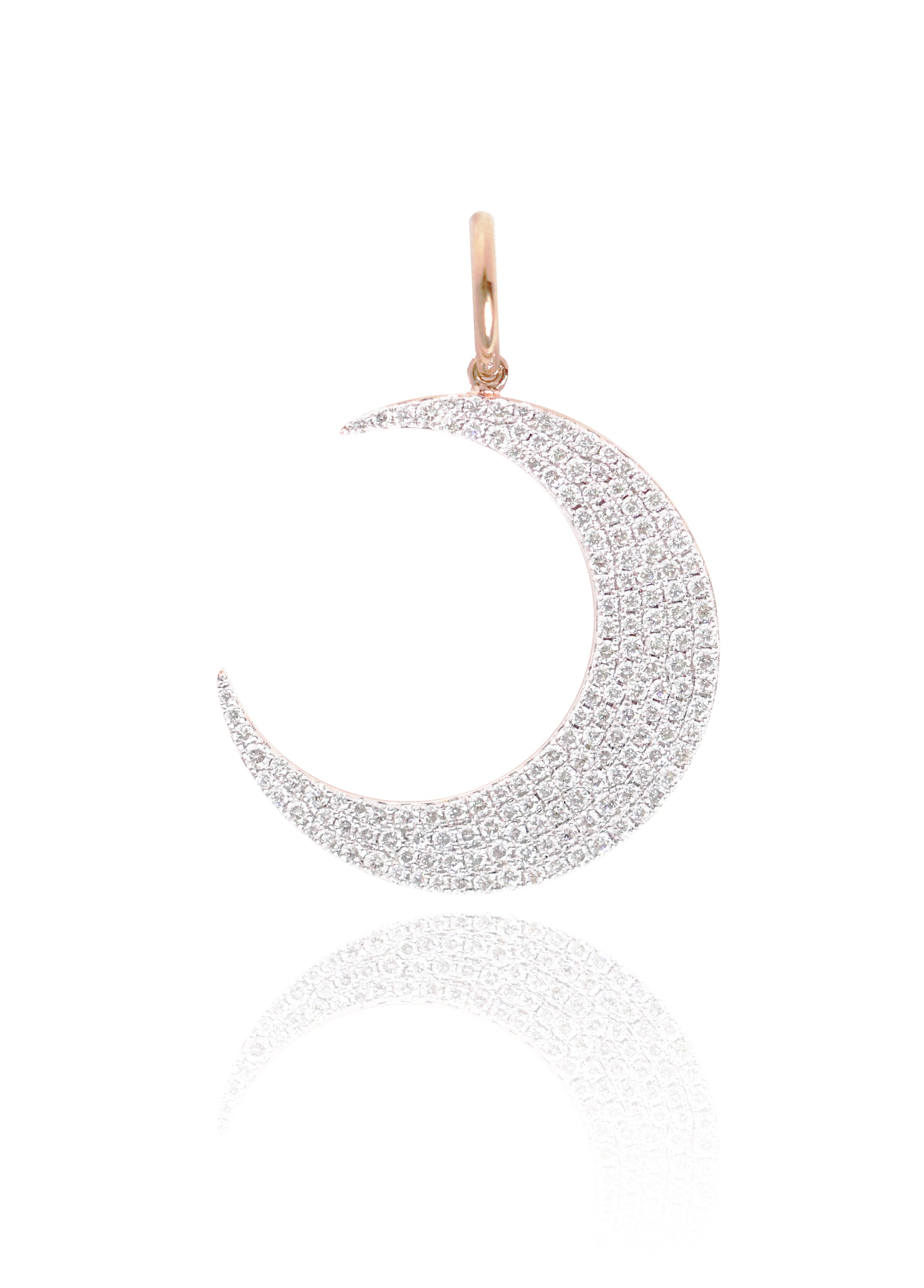 Medium Moon Charm in 18K Rose/White/Yellow Gold