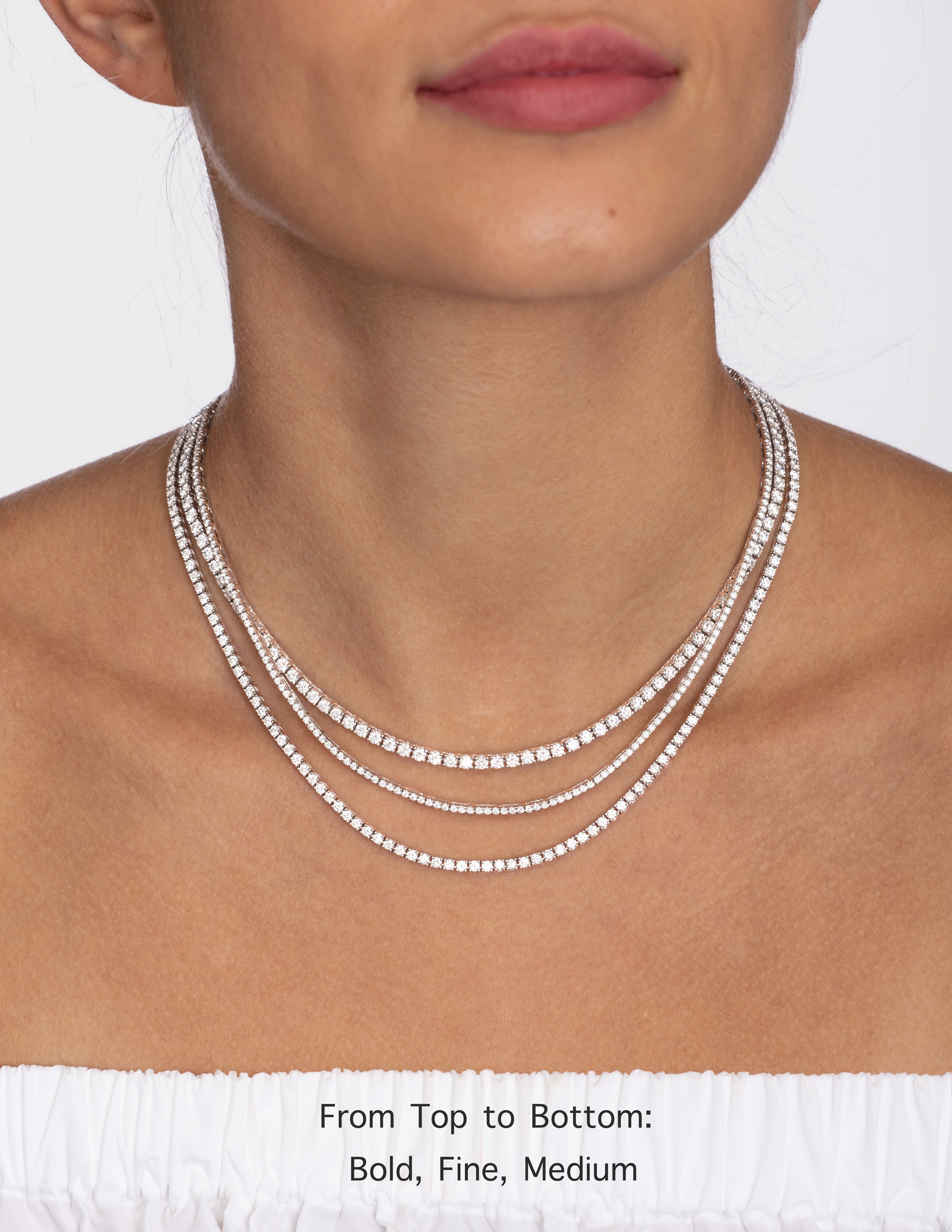Bold Diamond Line Necklace in 18K White/Rose/Yellow Gold