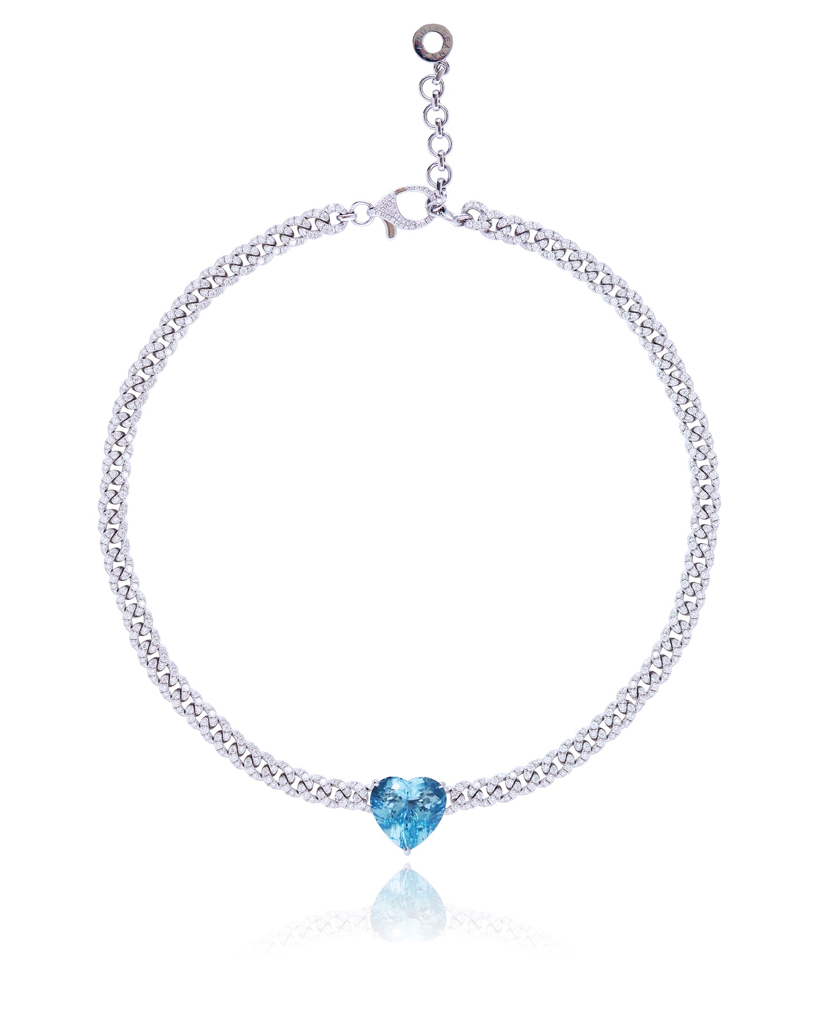 Aquamarine Heart Diamond Link Necklace