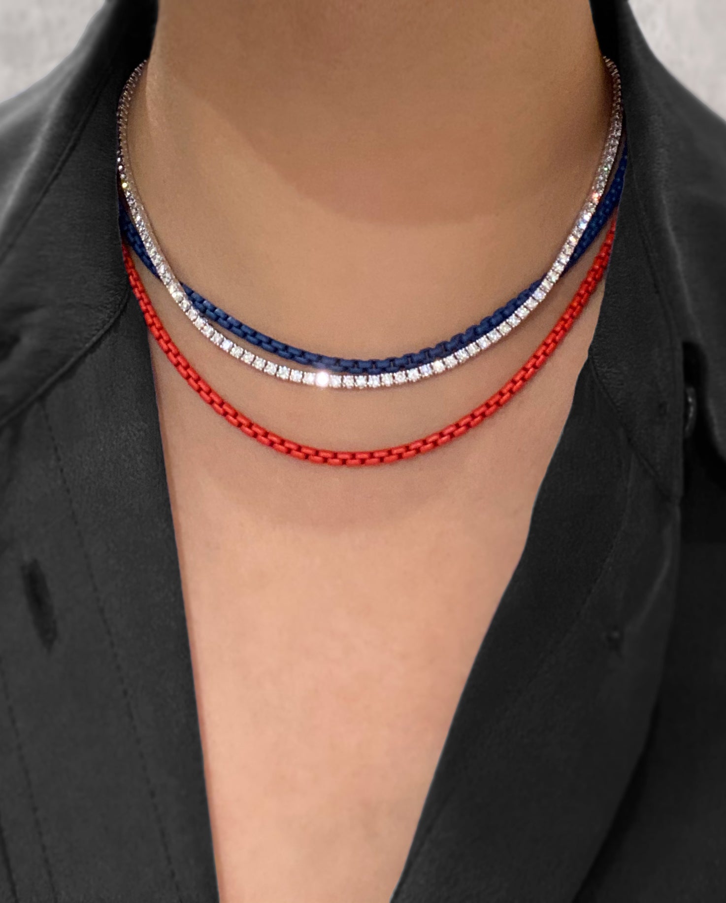 Lipstick Red Enamelled Chain Necklace with 18K Gold Accessories (Fine)