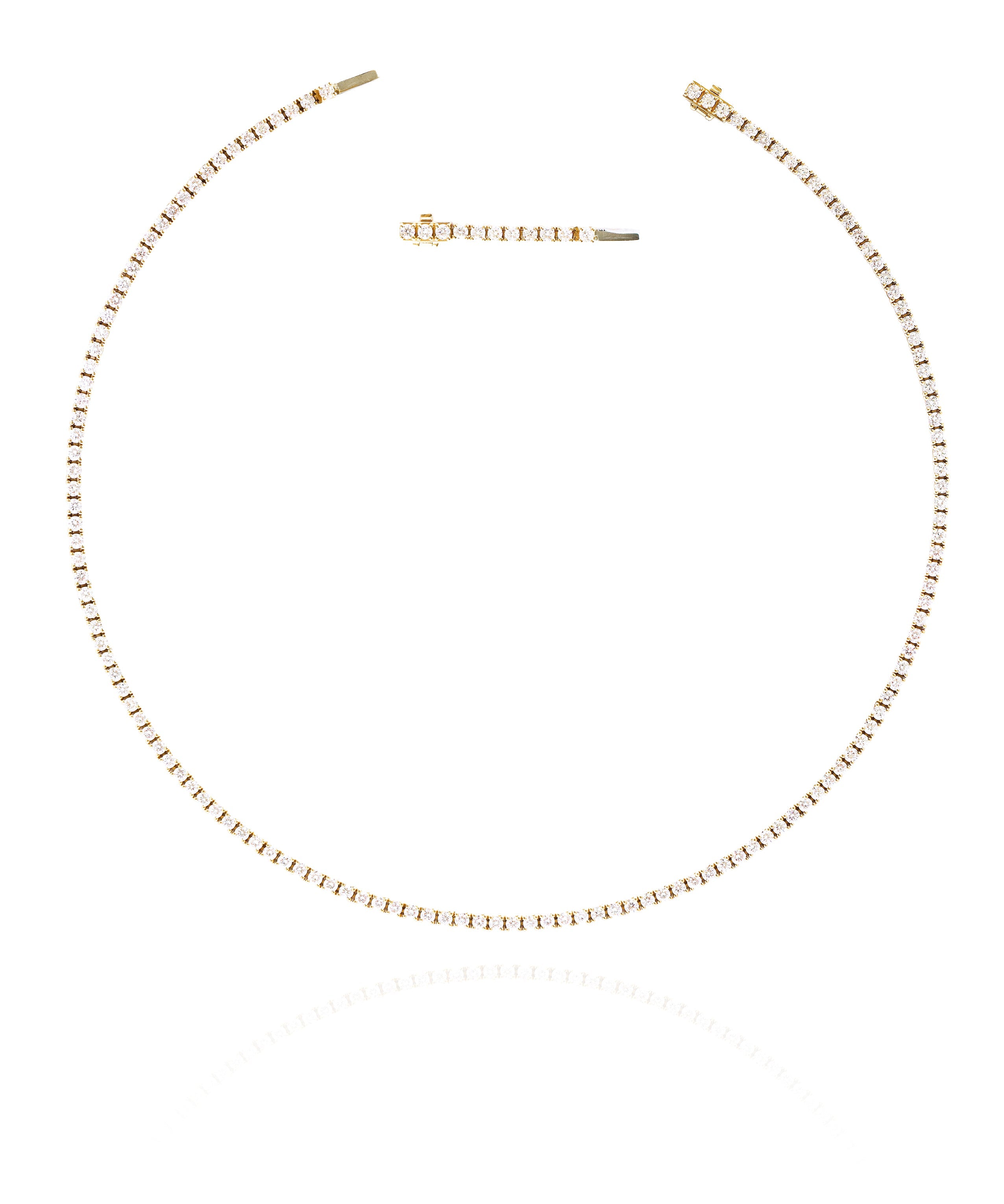 Medium Diamond Line Necklace with Extension in Rose/White/Yellow Gold