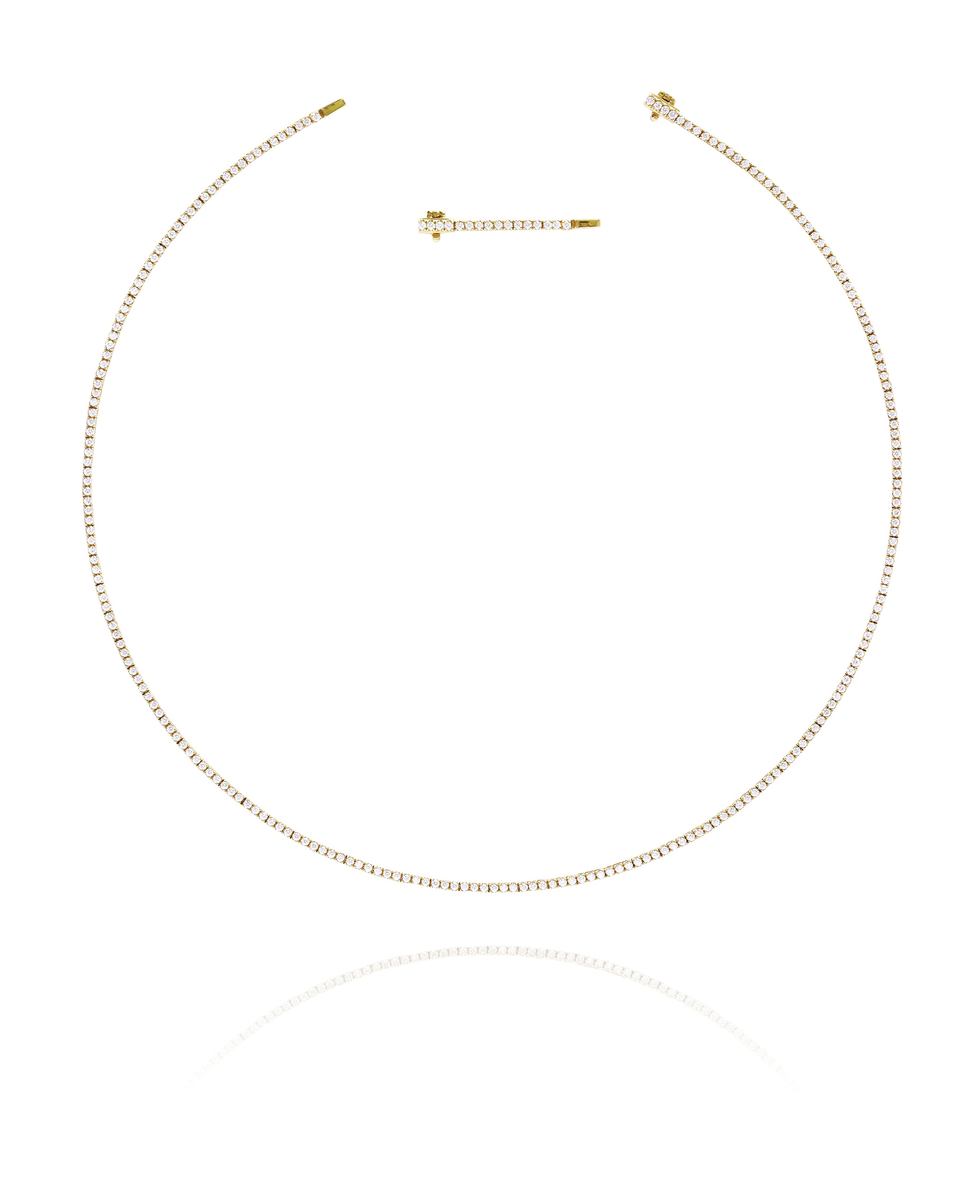 Fine Diamond Line Necklace in White/Rose/Yellow Gold