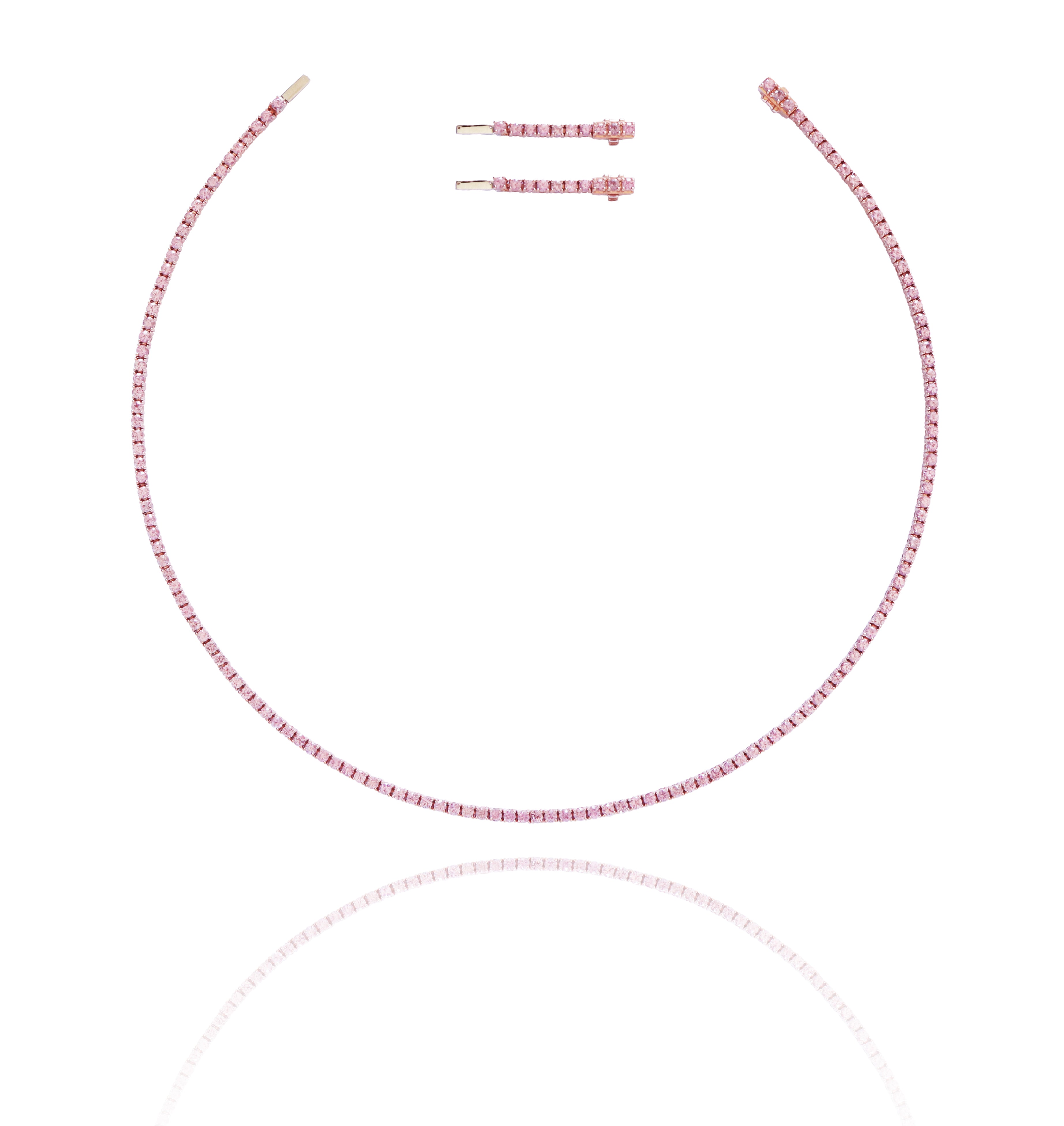 Sakura Pink Sapphire Medium Line Necklace in 18K Rose Gold