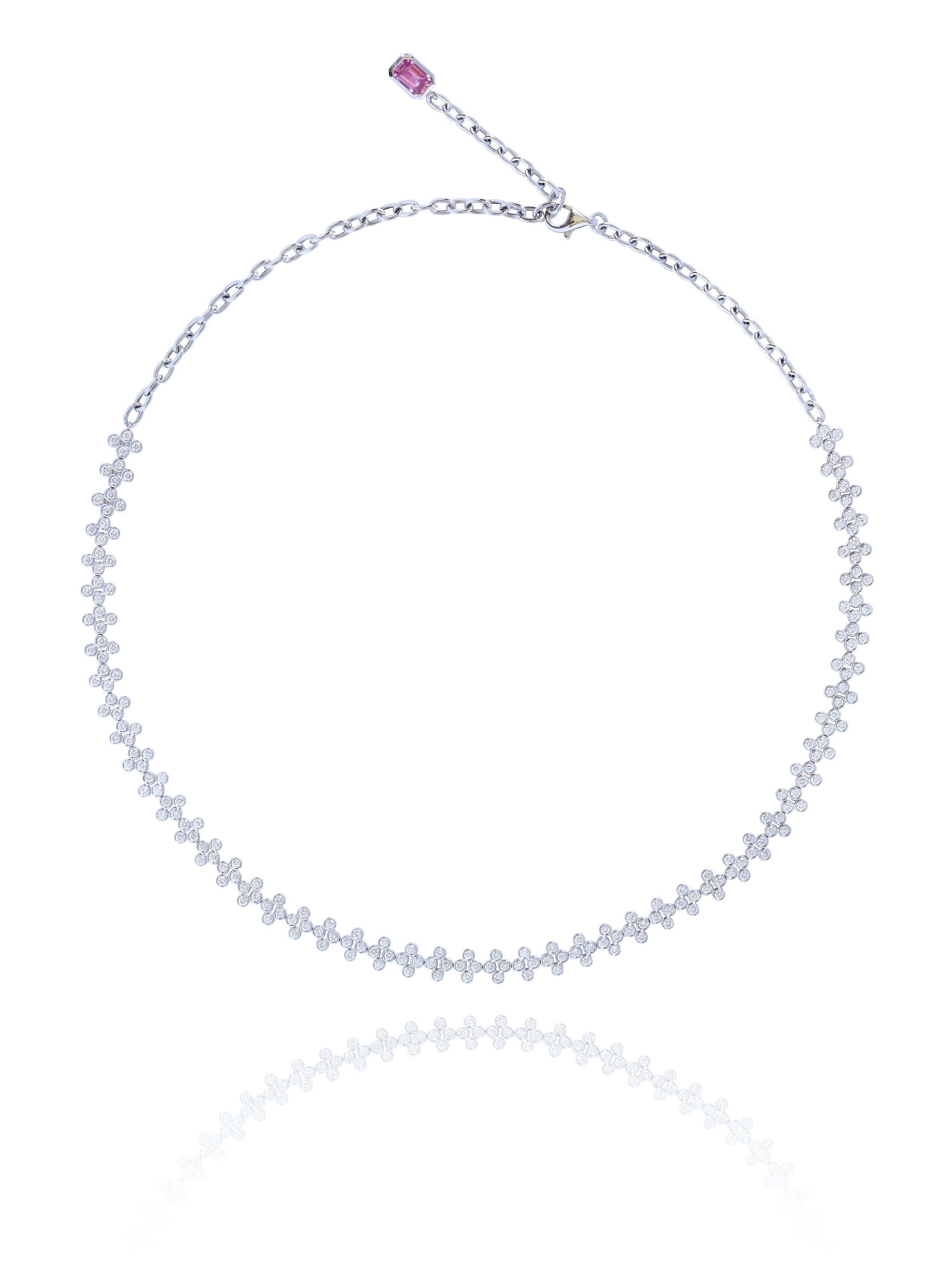 Diamond Tattoo Necklace in White Gold-READY