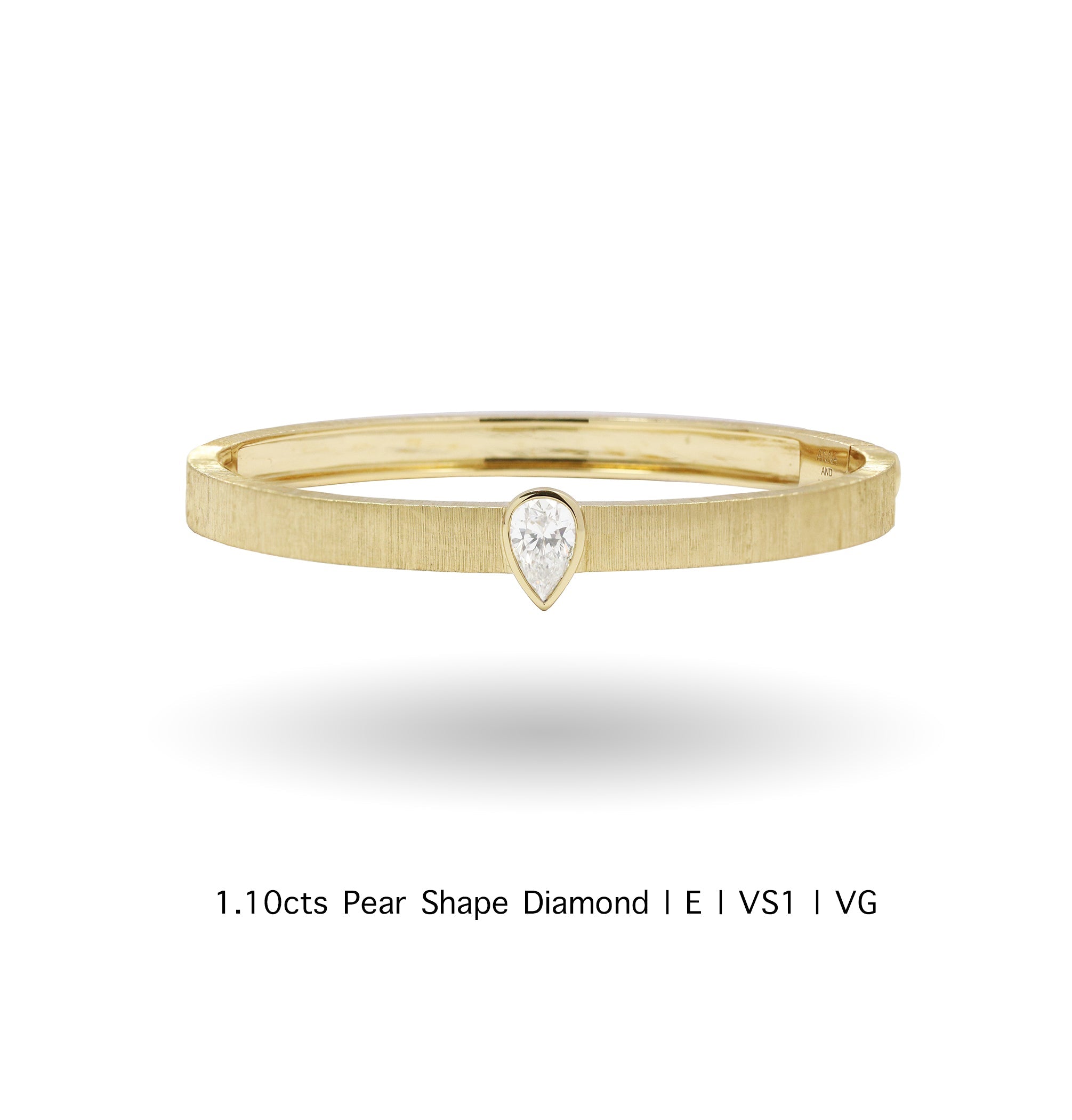 Bespoke GIA Solitaire Diamond Engraved Bangle in Yellow Gold