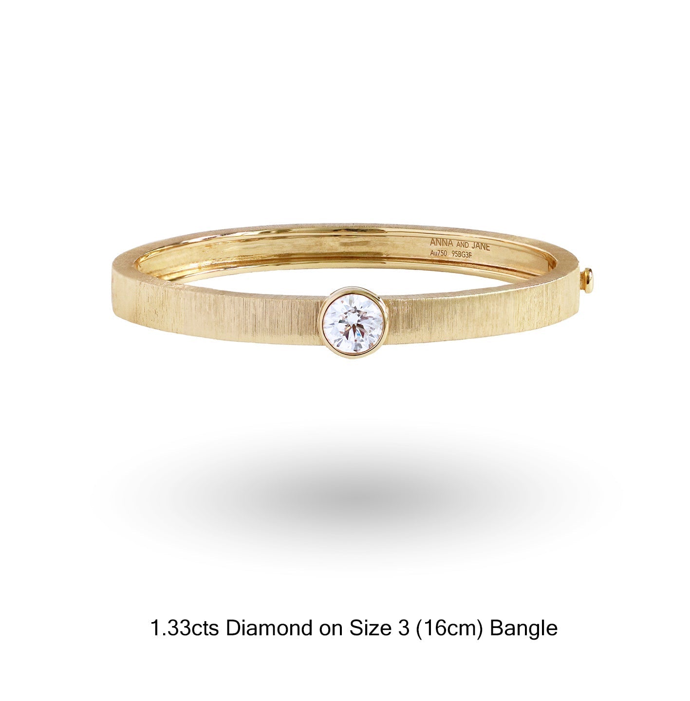 Bespoke GIA Solitaire Diamond Engraved Bangle in White Gold