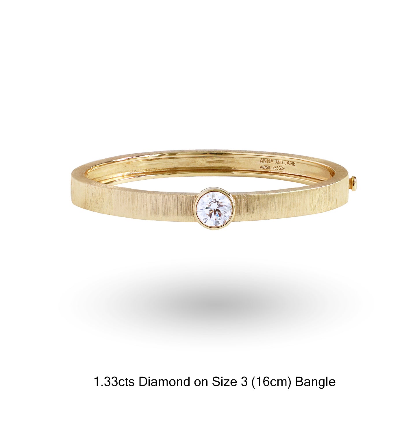 1.33cts|E|VS1|Ex|GIA Solitaire Diamond Engraved Bangle in 18K Gold