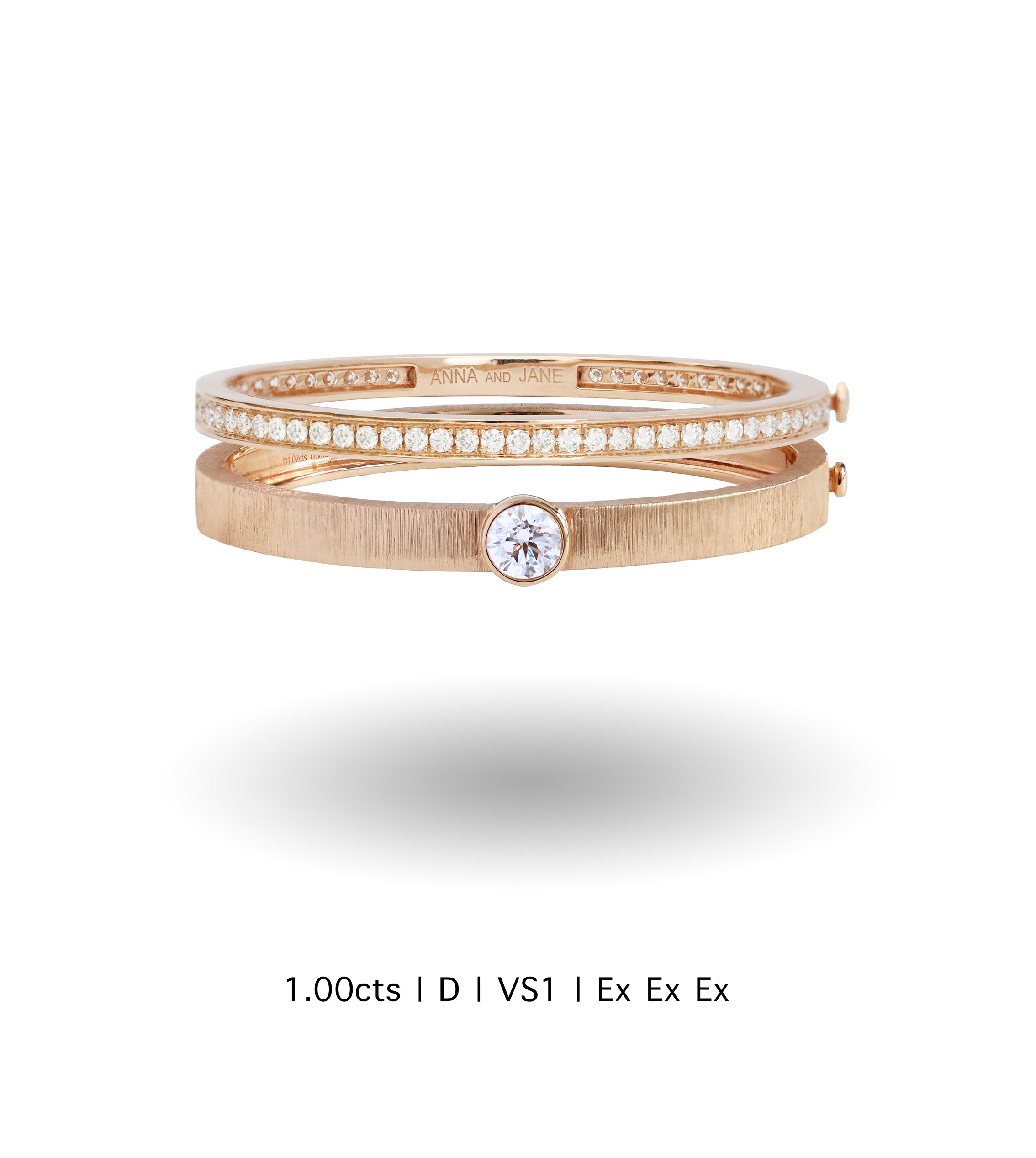 Bespoke GIA Solitaire Diamond Engraved Bangle in Rose Gold