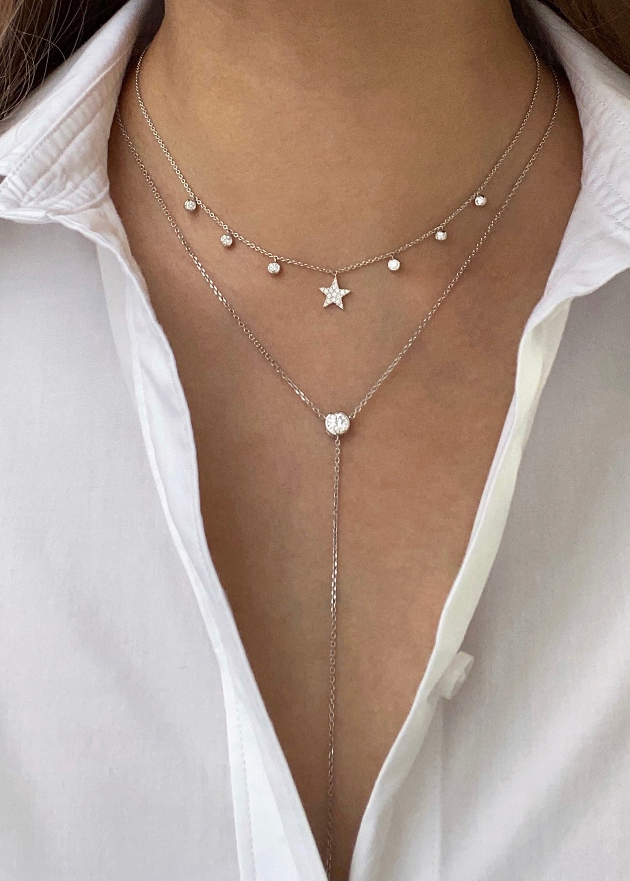 0.40ct GIA Diamond Lariat Necklace in White Gold-READY