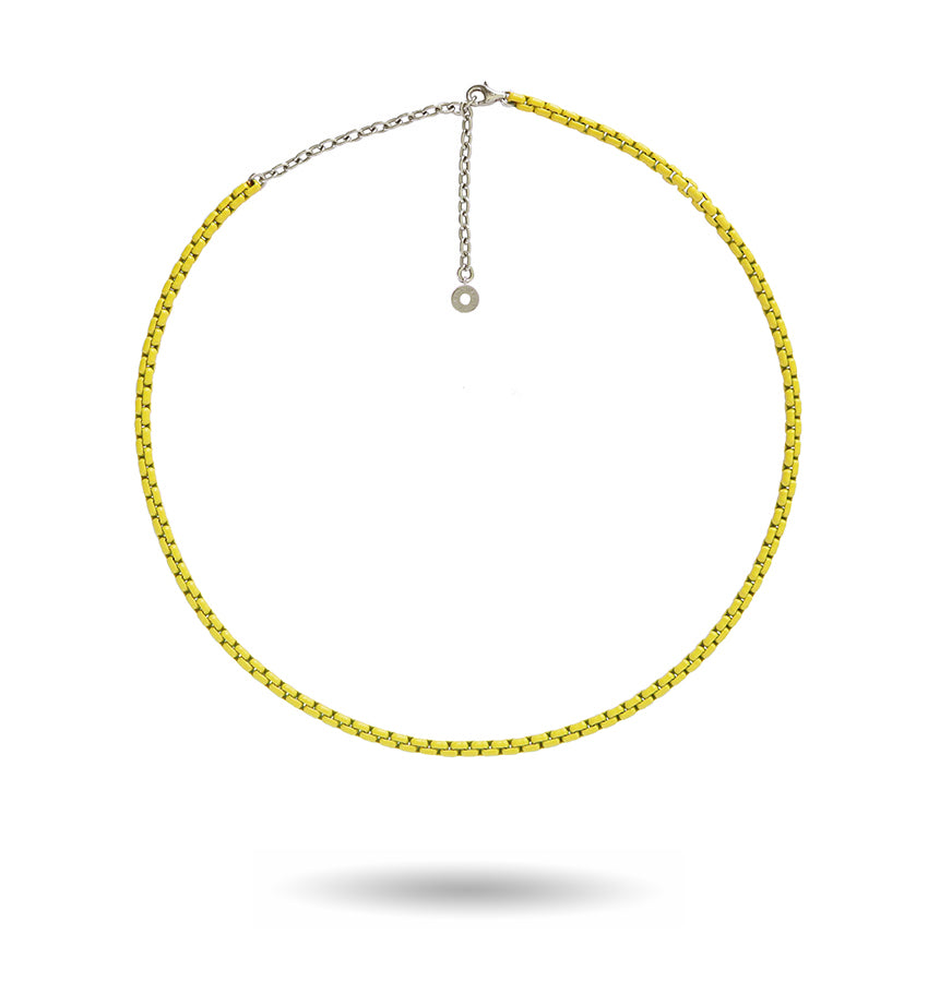 Yellow Enamelled Chain Necklace with 18K Gold Accessories (Medium)