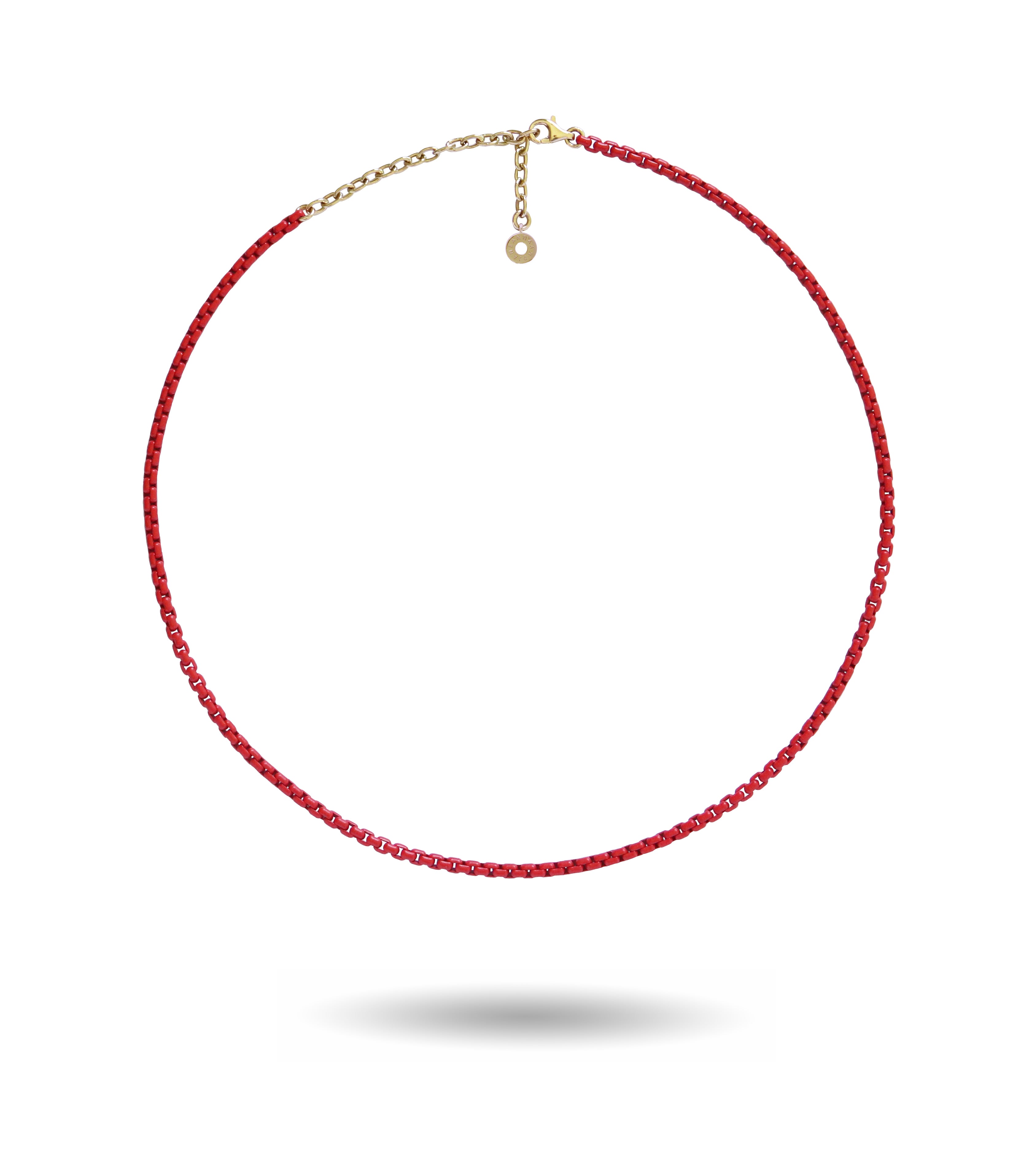 Lipstick Red Enamelled Chain Necklace with 18K Gold Accessories (Fine)